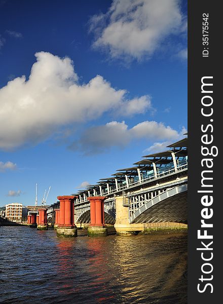 Blackfriars bridge railway station. River Thames, London, UK. Blackfriars bridge railway station. River Thames, London, UK.