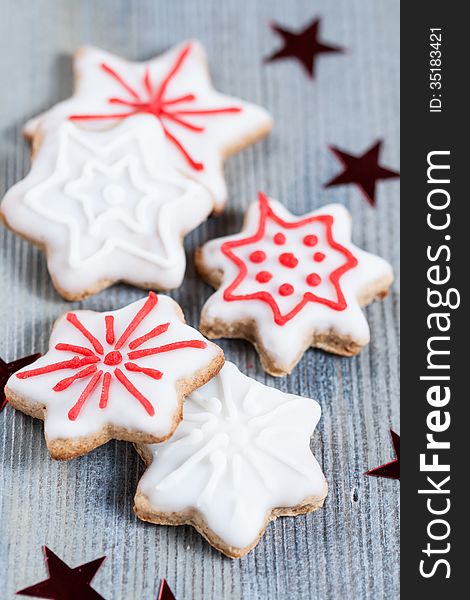 Christmas cookies on a wooden background. Christmas cookies on a wooden background
