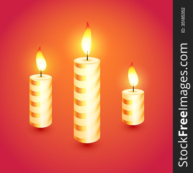 Set Of Candles. Vector Illustration.