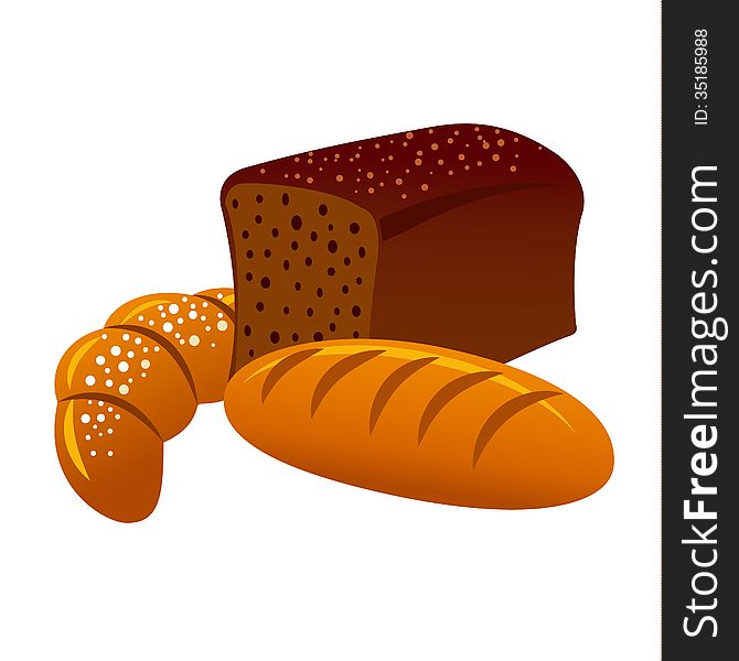 Illustration of different types of bread
