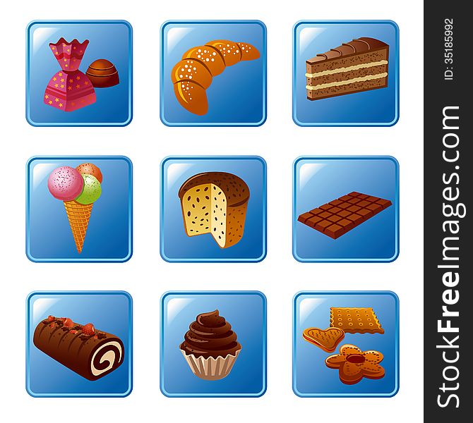 Cakes And Candy Icon Set