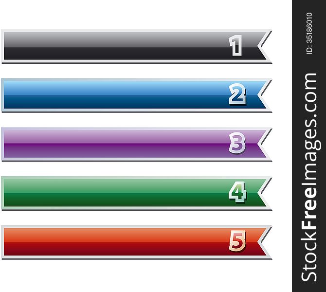 Illustration of different numbered banners