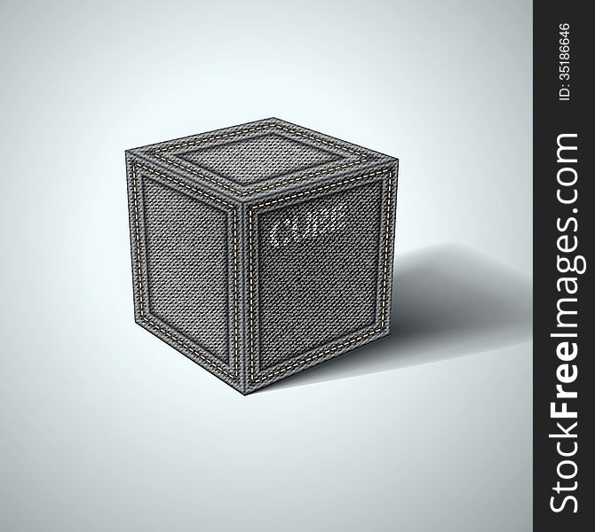 Denim Cube On A White Background. Vector Eps10