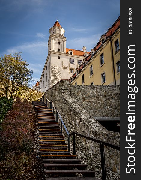 Stairs leading upto the beautiful castle of Bratislava. Stairs leading upto the beautiful castle of Bratislava