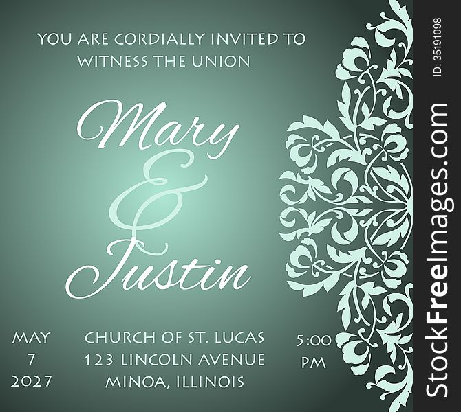 Wedding card or invitation with abstract floral background