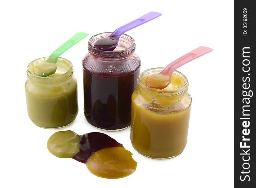 Baby food jars with spoons