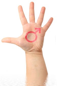 Male Hand With Male Drawing Symbol Royalty Free Stock Photography