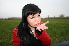 Woman Show A Kiss In Park Royalty Free Stock Photos Woman Show A Kiss In Park Royalty Free Stock Photos