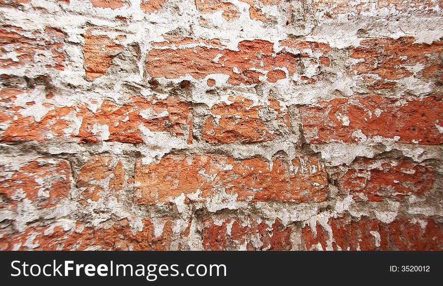 Brick wall clouse-up in Russian temple