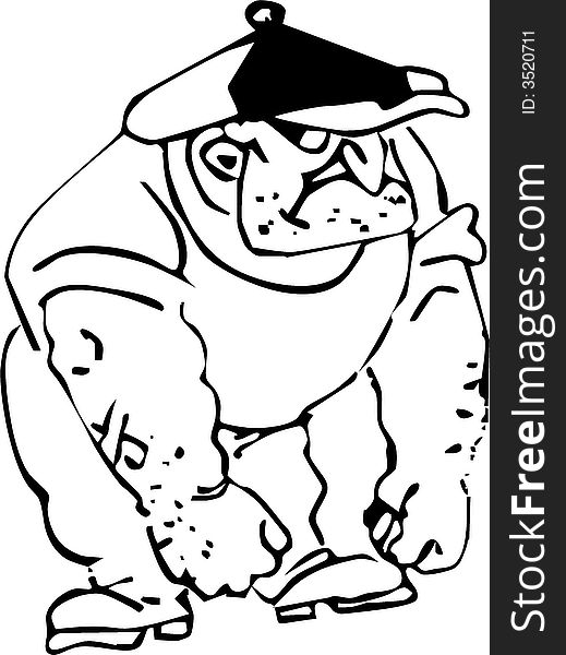 Burly construction worker sketch cartoon in black and white art. Burly construction worker sketch cartoon in black and white art.