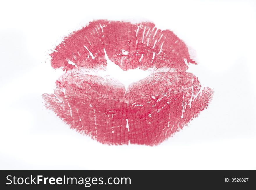 Electric red lips on white background. Electric red lips on white background