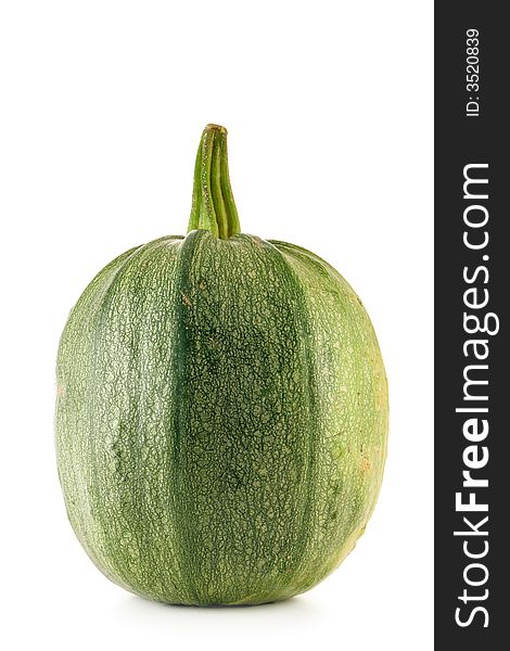Green ripe pumpkin isolated over a white background