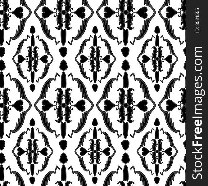 Seamless black floral vector pattern. Seamless black floral vector pattern