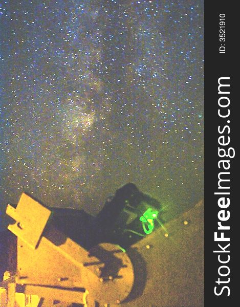 Small telescope under light of thousand stars