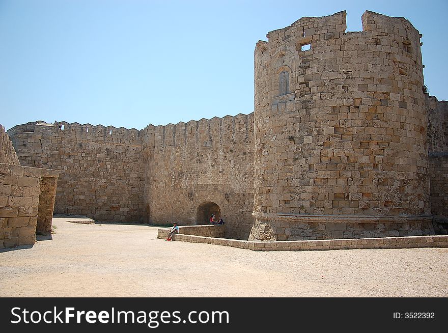 The old city walls of Rhodes. The old city walls of Rhodes