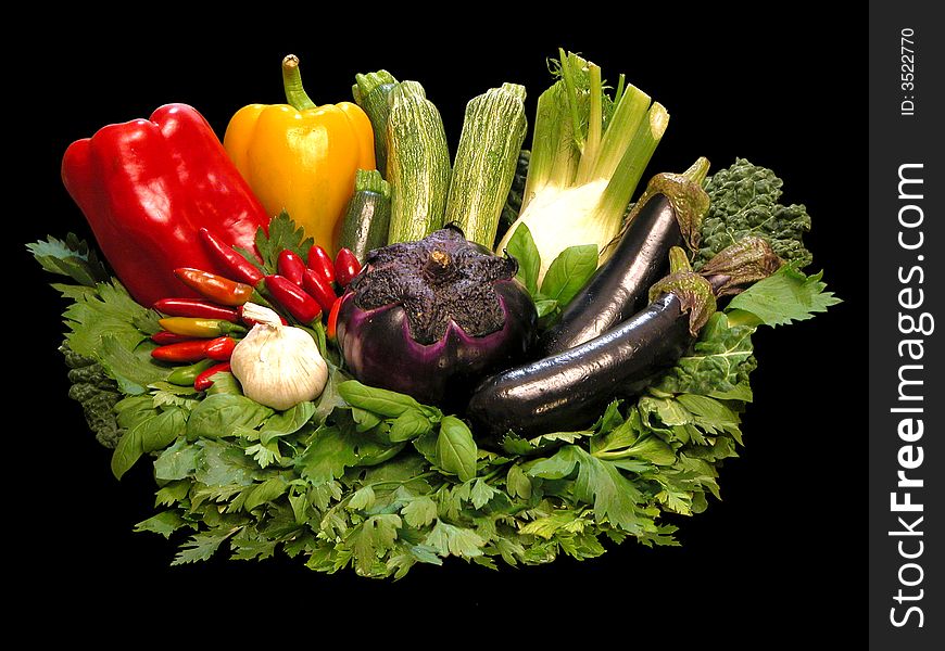 Colorful fresh group of vegetables on black background. Colorful fresh group of vegetables on black background