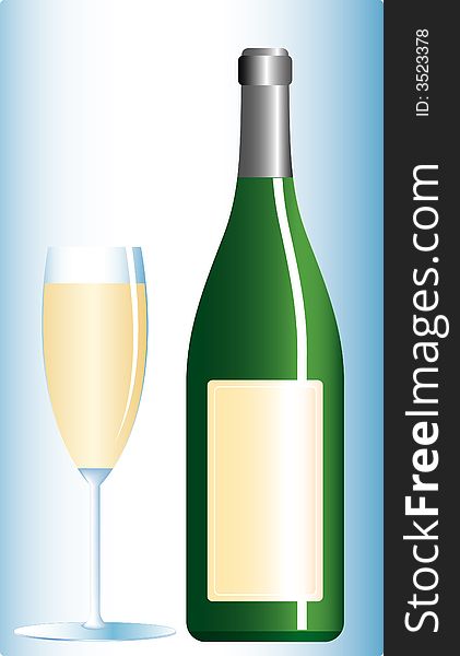 Vector illustration of the white wine with blank label. Vector illustration of the white wine with blank label