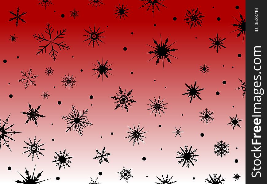 Border of black snowflakes on a fading red background. Border of black snowflakes on a fading red background