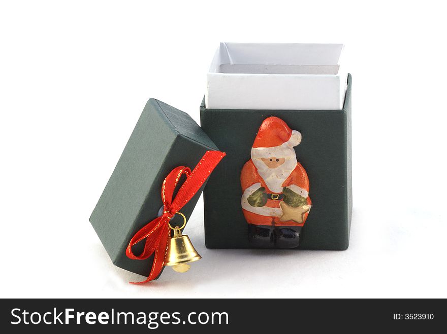 Little green christmas gift box isolated on white. Little green christmas gift box isolated on white.