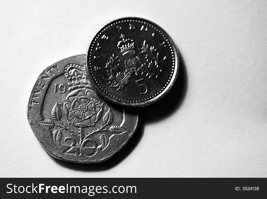 Portrait of English currency in black and white. Portrait of English currency in black and white