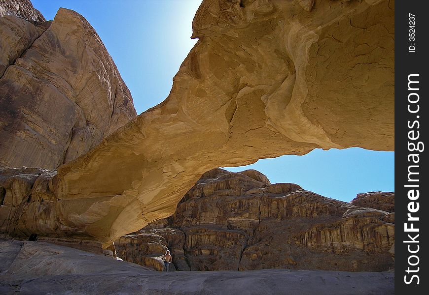 Great Arch at Desert Wadi Rum, JORDAN. Great Arch at Desert Wadi Rum, JORDAN