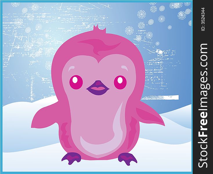 Christmas Penguin Snow Pink