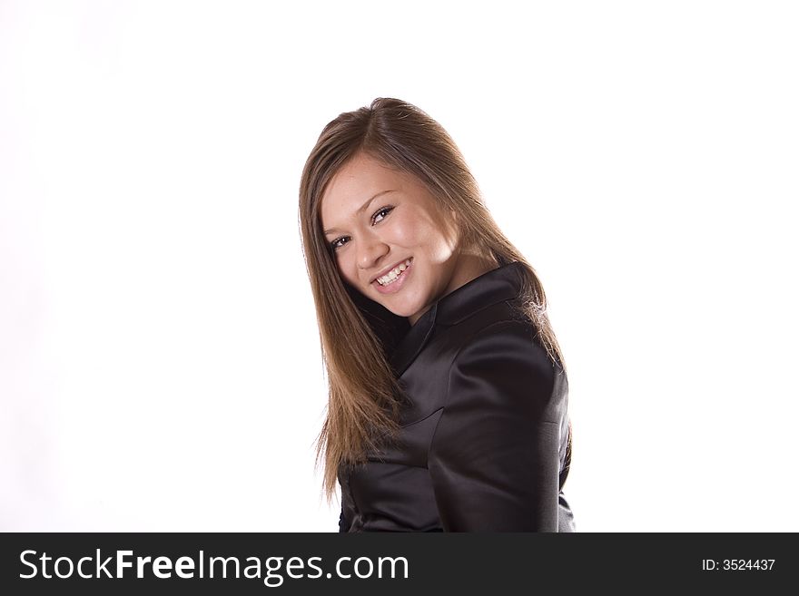 Young businesswoman on white background. Young businesswoman on white background
