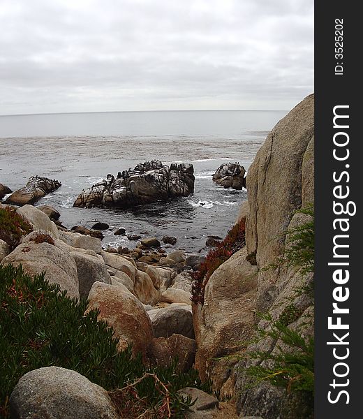 The picture of Pacific Ocean taken from Coastal Highway in California. The picture of Pacific Ocean taken from Coastal Highway in California.