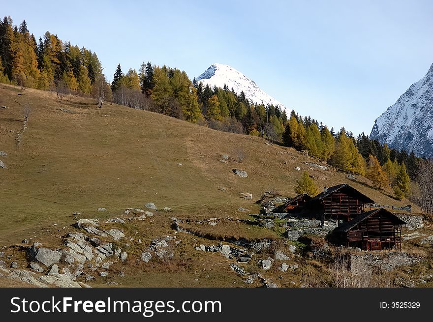 Tipical Walser house of an ancient mountain village; west Alps, Italy. Tipical Walser house of an ancient mountain village; west Alps, Italy