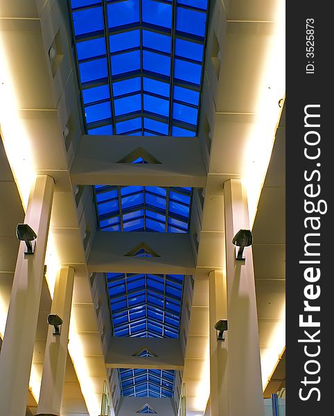 Cathedral or vaulted ceiling photographed at an airport. Cathedral or vaulted ceiling photographed at an airport