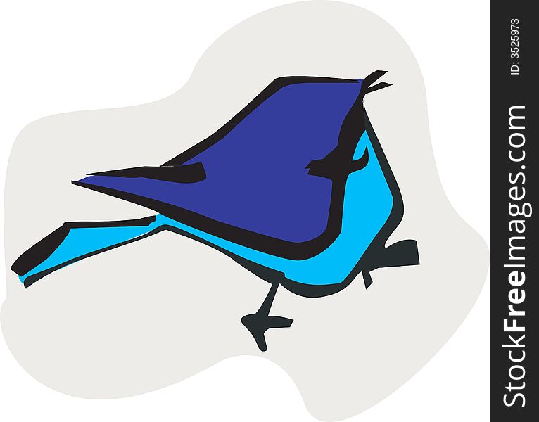Illustration of a silhouette of bird with legs erect