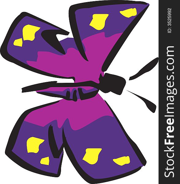 Illustration of a colourful butterfly with spots on the wings flying. Illustration of a colourful butterfly with spots on the wings flying