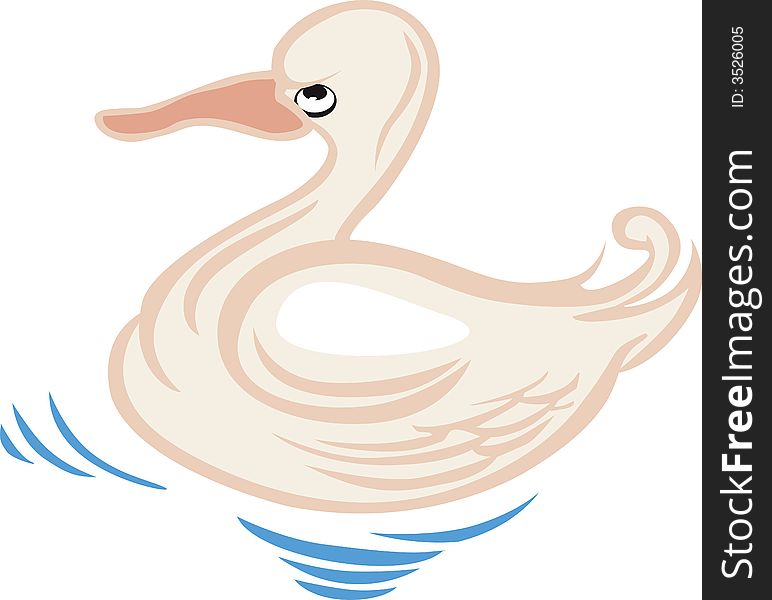 Illustration of a duck swimming in the water