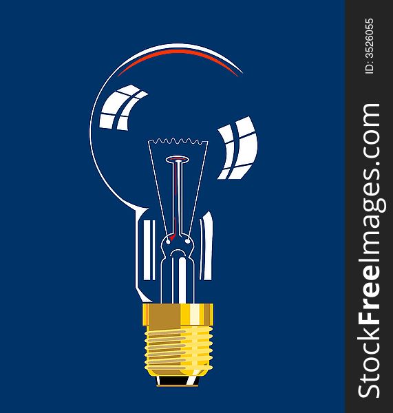 Vector art of a Light bulb icon on blue