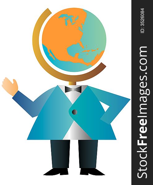 Vector art of a Man with globe head