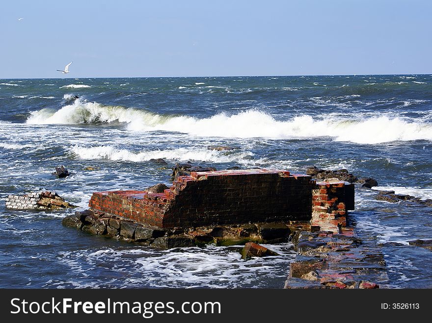 Bricks And Sea Coast