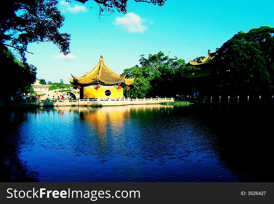 Asia China Zhejiang province,Putuo island, October,the famous temple