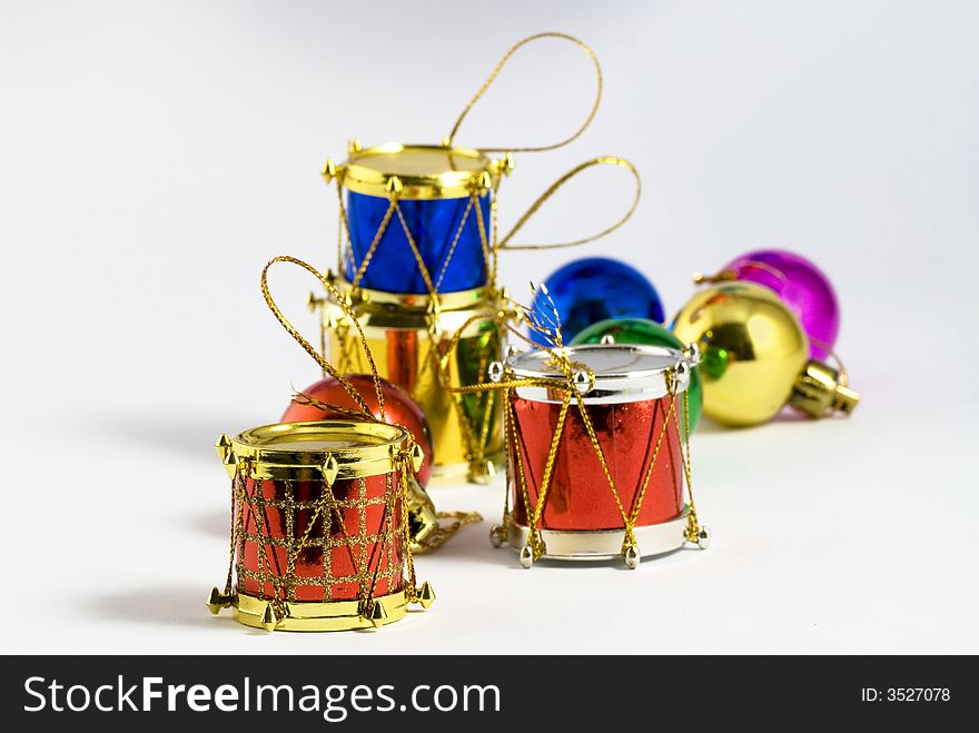 Several colorful christmas tree decorations of different types