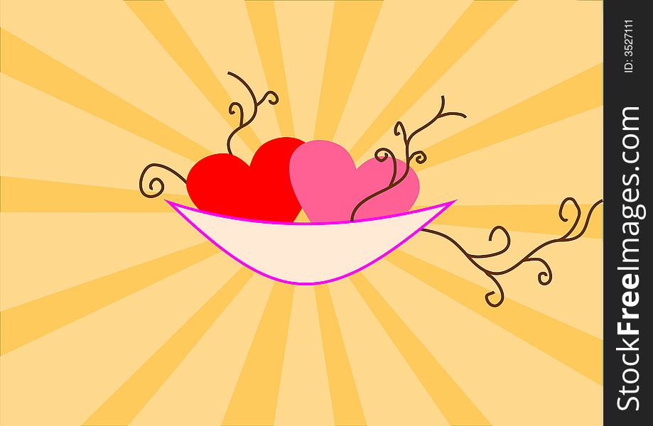 Illustration of hearts inside a cup. Illustration of hearts inside a cup