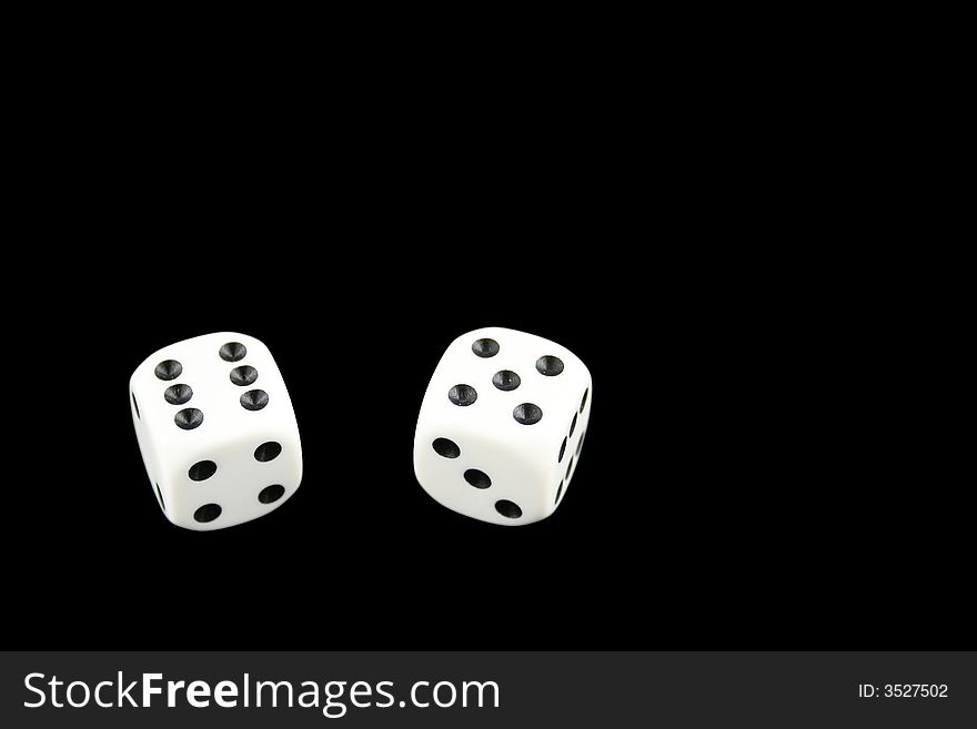 Seven Eleven dice isolated on black background