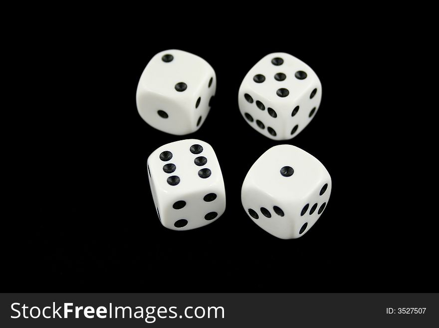 All Sevens dice isolated on black background