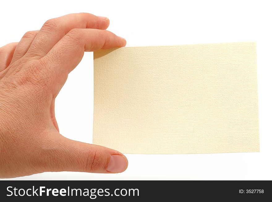 Hand hold a note card (business concept)
