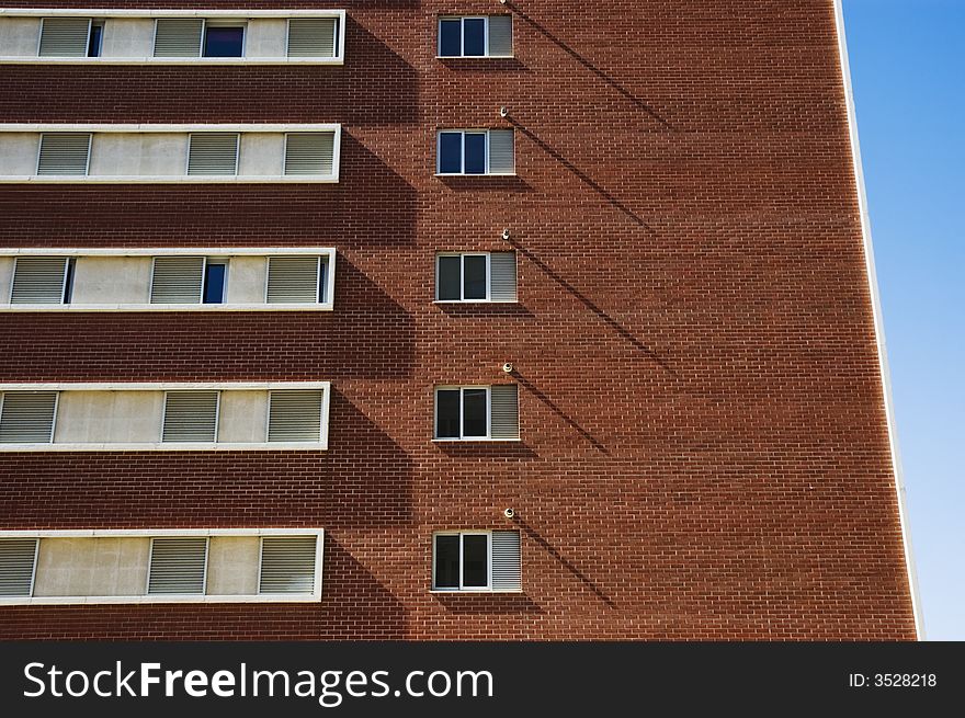 Apartment block with brick cladding. Apartment block with brick cladding