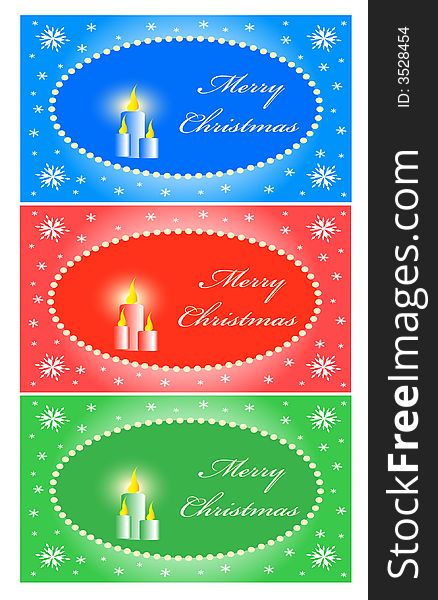 Illustration of greeting card, blue, red, green