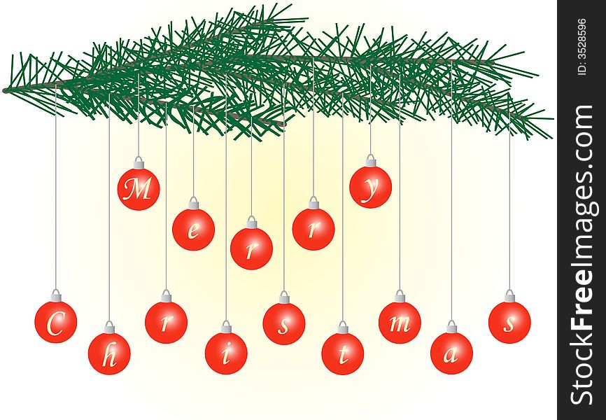 Illustration of Christmas decoration, red. Illustration of Christmas decoration, red