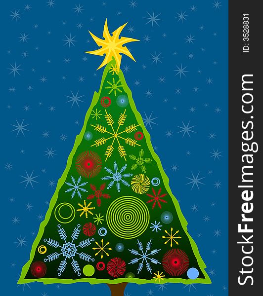 Abstract Christmas Tree Card 3