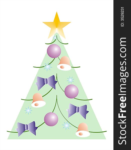 Simple christmas tree with variety of decorations