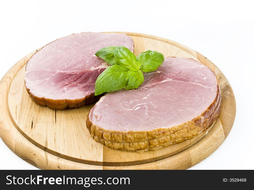 Smoked ham on the cutting board.