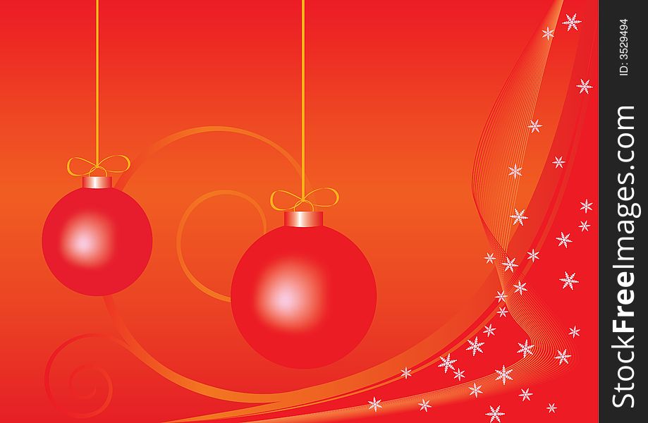 Two red christmas balls, abstract background. Two red christmas balls, abstract background