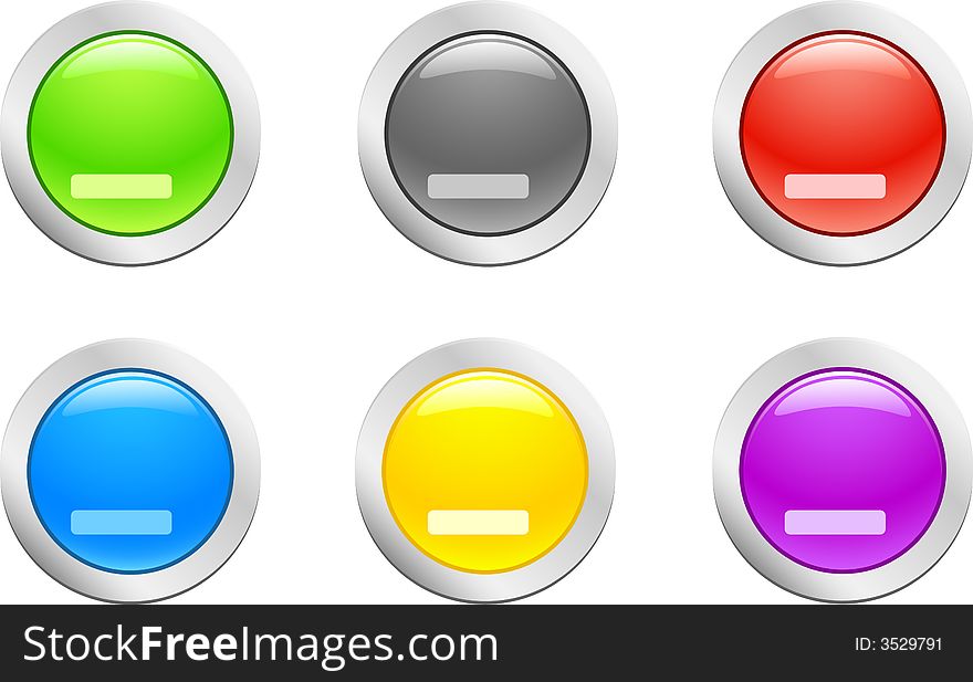 6 high-detailed buttons. Cut down button.  Vector illustration. 6 high-detailed buttons. Cut down button.  Vector illustration.